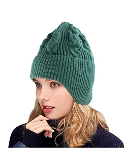 Muryobao Women Winter Earflaps Beanie Hat Warm Soft Stretch Slouchy Skully Knit Cap