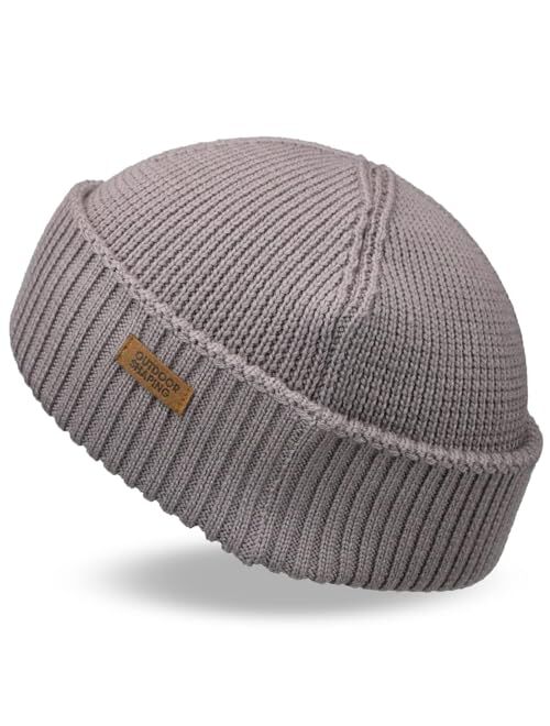 OUTDOOR SHAPING Merino Wool Short Fisherman Beanies for Men Women, Knit Cuff Trawler Beanie Cap, Winter Warm Daily Hat