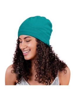 Alnorm Satin Lined Skull Cap Slouchy Slap Beanie Warm Knit Hat for Locs Curls