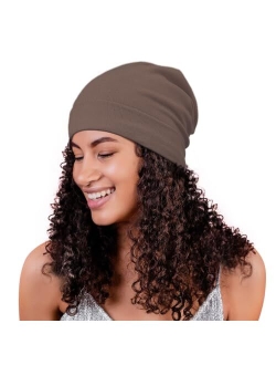 Alnorm Satin Lined Skull Cap Slouchy Slap Beanie Warm Knit Hat for Locs Curls