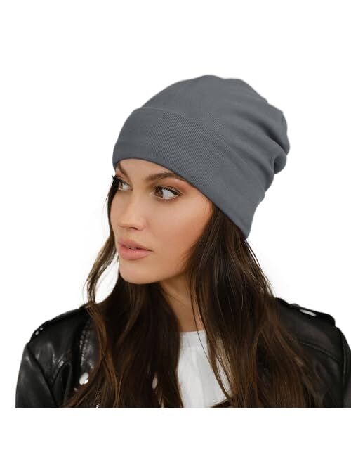 Alnorm Satin Lined Skull Cap Slouchy Slap Beanie Warm Knit Hat for Locs Curls