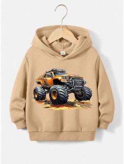 Young Boys' Casual Cartoon Printed Long Sleeve Sweatshirt Suitable For Autumn And Winter