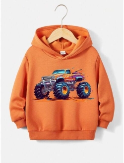 Young Boys' Casual Cartoon Printed Long Sleeve Sweatshirt Suitable For Autumn And Winter