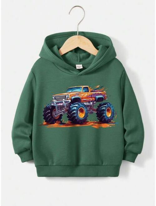 Young Boys' Casual Cartoon Printed Long Sleeve Sweatshirt Suitable For Autumn And Winter