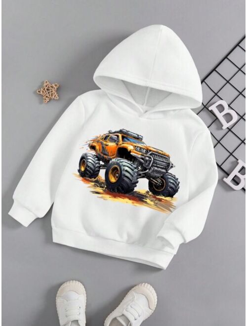 Young Boys' Casual Cartoon Printed Long Sleeve Sweatshirt Suitable For Autumn And Winter