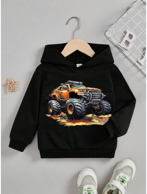 Young Boys' Casual Cartoon Printed Long Sleeve Sweatshirt Suitable For Autumn And Winter