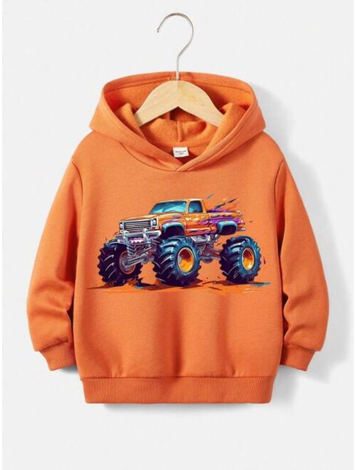 Young Boys' Casual Cartoon Printed Long Sleeve Sweatshirt Suitable For Autumn And Winter