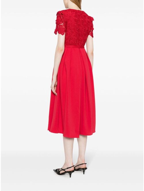 Self-Portrait floral-lace crepe midi dress