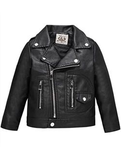 LOKTARC Boys Girls Faux Leather Jacket for Kids Motorcycle Biker Leather Jackets