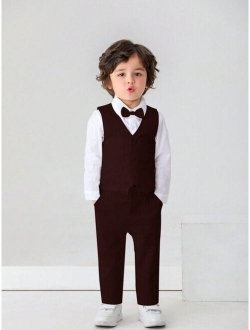 Boarnseorl Young Boy Bow Front Shirt & Waistcoat & Pants