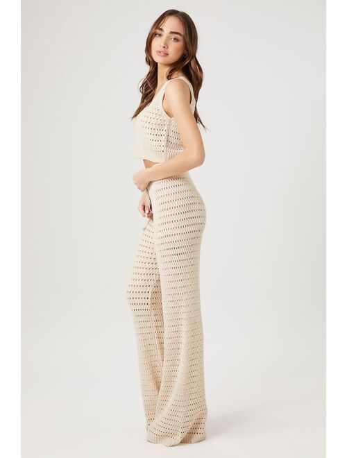 Forever 21 Open Knit Tank Top &amp; Pants Set Nude