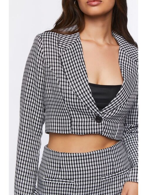 Forever 21 Cropped Blazer &amp; Skort Set Black/White