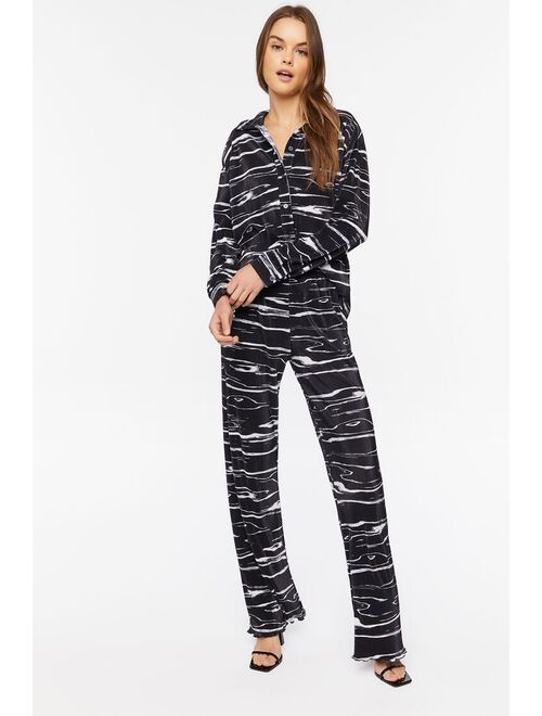 Forever 21 Abstract Print Shirt &amp; Pants Set Black/White