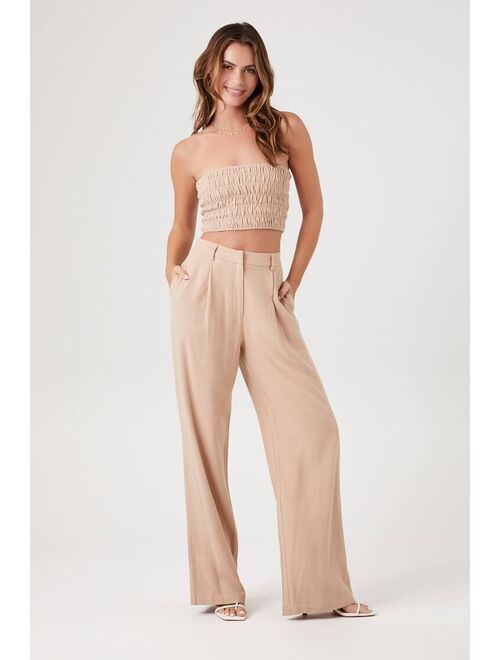 Forever 21 Tube Top &amp; Wide Leg Pants Set Natural