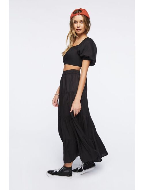 Forever 21 Tie Back Crop Top &amp; Maxi Skirt Set Black