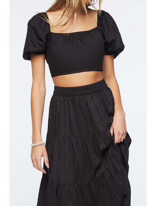 Forever 21 Tie Back Crop Top &amp; Maxi Skirt Set Black