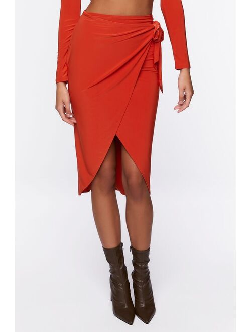 Forever 21 Crop Top &amp; Wrap Midi Skirt Set Orange