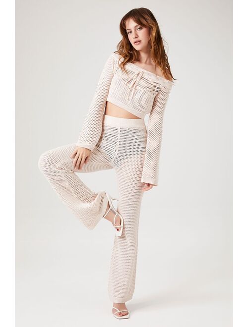 Forever 21 Crochet Crop Top &amp; Pants Set Sandshell