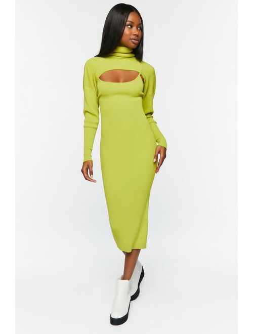 Forever 21 Sweater Knit Midi Dress &amp; Bolero Set Green Apple