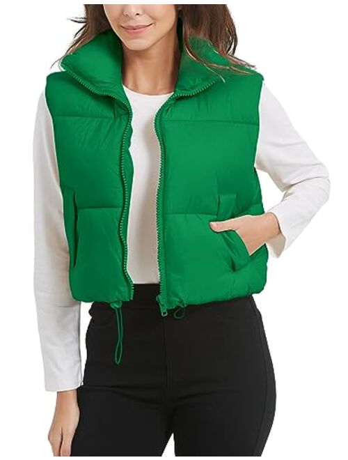 PEHMEA Womens Cropped Puffer Vest Zip Up Stand Collar Sleeveless Jacket Winter Gilet Puffy Vest