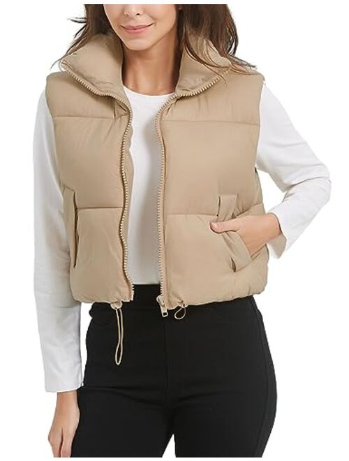 PEHMEA Womens Cropped Puffer Vest Zip Up Stand Collar Sleeveless Jacket Winter Gilet Puffy Vest