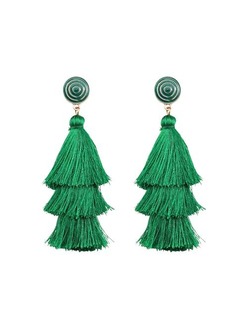 Hiixhc Fashion Tassel Dangle Earrings for Women Boho Holiday Festive Earrings Colorful Tiered tassel Earrings Bohemian Jewelry for Women Teen Girls Gift