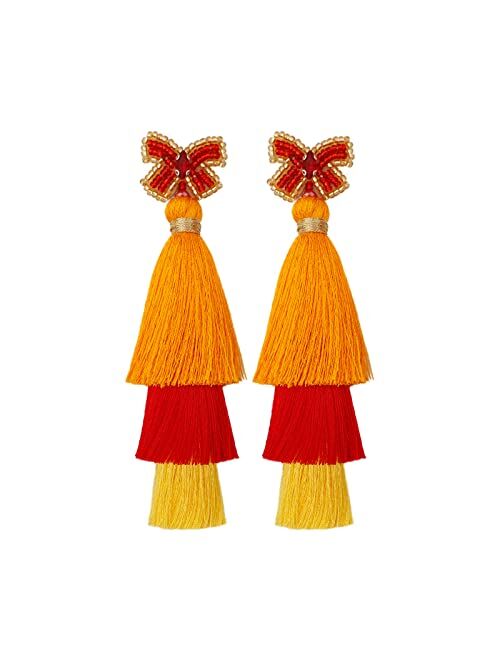 Hiixhc Fashion Tassel Dangle Earrings for Women Boho Holiday Festive Earrings Colorful Tiered tassel Earrings Bohemian Jewelry for Women Teen Girls Gift