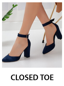 Navy Blue Heels Closed Toe for Women 