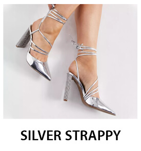 Silver Strappy Heels for Women 